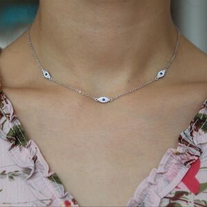 3 Evil Eye Choker Silver
